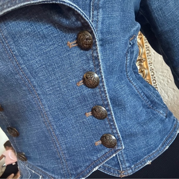 Gorgeous Free People Denim Military Band Jacketš - Picture 11 of 12